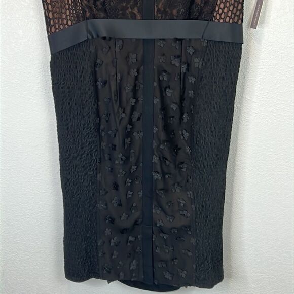 Byron Lars Beauty Mark Black Floral Applique Lace Sheath Gisella Cocktail Dress - Picture 9 of 16